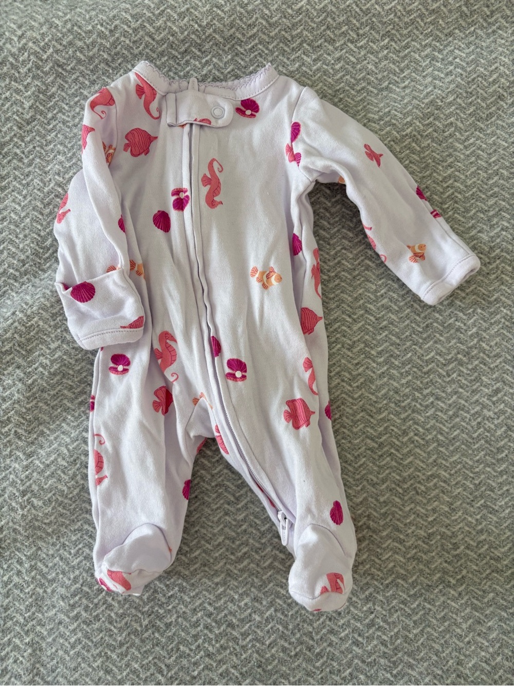 Carter's Lavender One-Piece Footed Sleeper with Pink Seashells